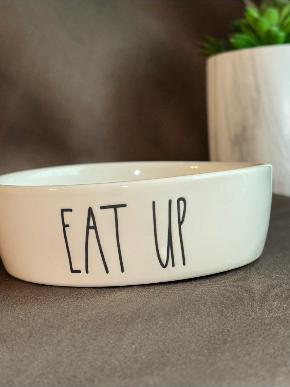 Rae Dunn cat dish Ceramic Bowl with 'EAT UP' Lettering new